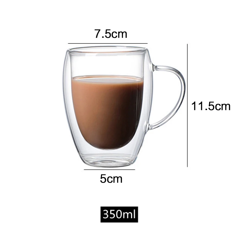 Double Wall Mug Set, 250ml Borosilicate Glass Cup, RF10528, 2pcs Clear  Glass Coffee Cups