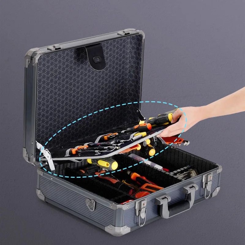 Multifunctional Tool Case Aluminum Alloy Household Hardware Tools Storage Box Portable Partition Repair Tool Organizer Suitcase 2