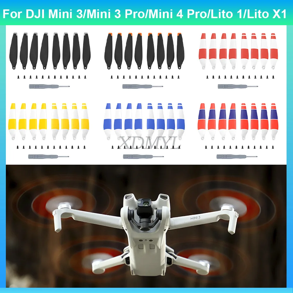 Lot de 8 hélices de drone orange, argent, rouge-blanc, bleu-blanc, jaune-blanc, tricolore