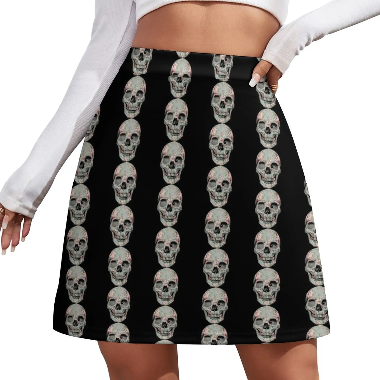 Victorian skull Mini Skirt elegant social women's skirts Miniskirt woman