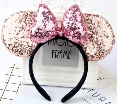 Fascia Per Capelli Con Orecchie Di Minnie Per Halloween – Fiocco E Orecchie Di Topo Con Paillettes, Accessorio Donna E Ragazza Per Feste In Maschera