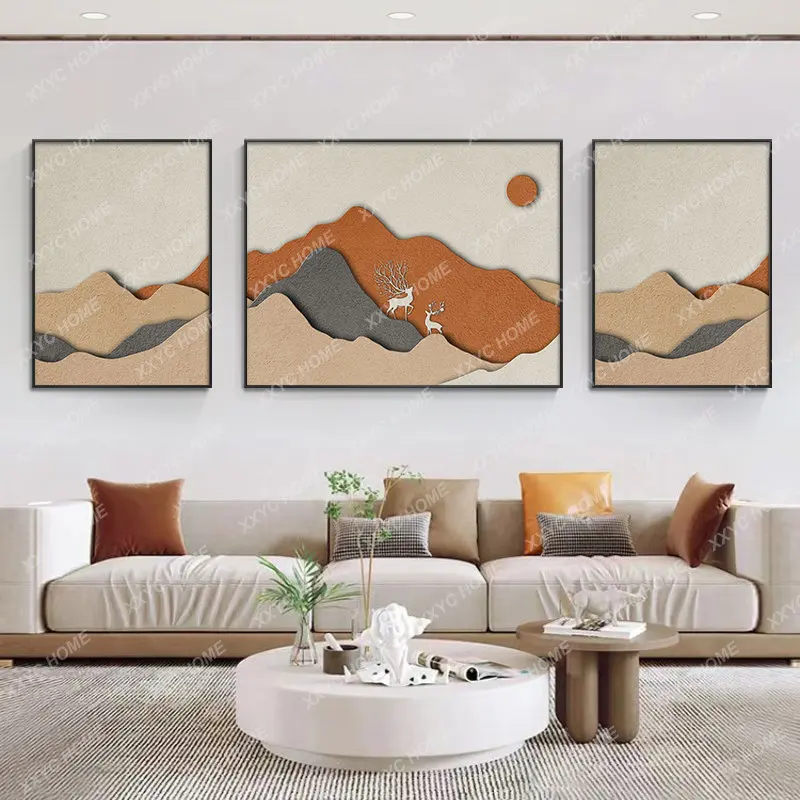 

Living Room Decorative Painting Sofa Wall Painting Three-Piece Painting Abstract Color Block Mural home decoration accessories