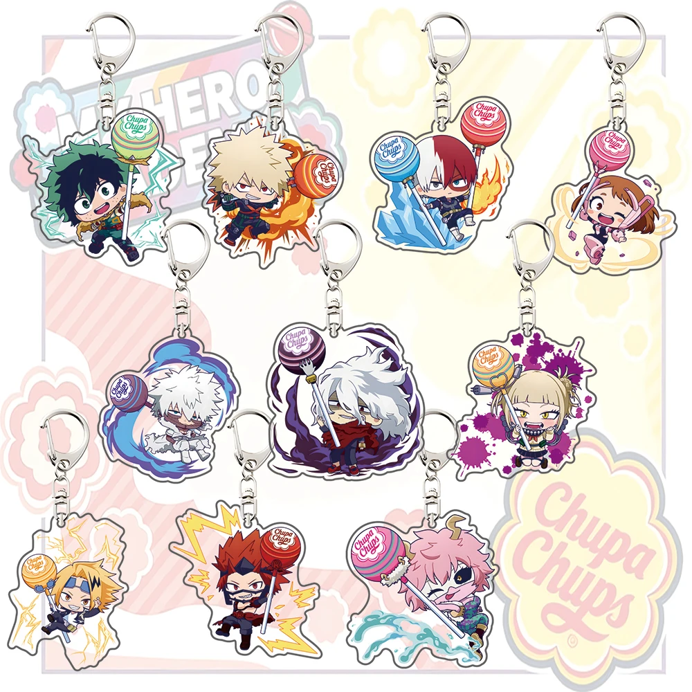Mha Key Rings ChupaChups x My Hero Academia Acrylic Keychain, Deku Bakugo Todoroki ...