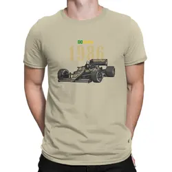 Ayrton Senna Da Silva Men's F1 Tribute Round Collar Pure Cotton T - Shirt - Distinctive Birthday Gift Streetwear - S (Beige)