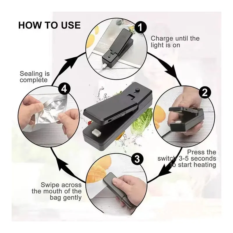 Household Charging Sealing Clip Kitchen Storage and Preservation Device Portable Small Moisture-proof 1pc bread bag clips kitchen bag clips sealing clips storage bag clips bag clips