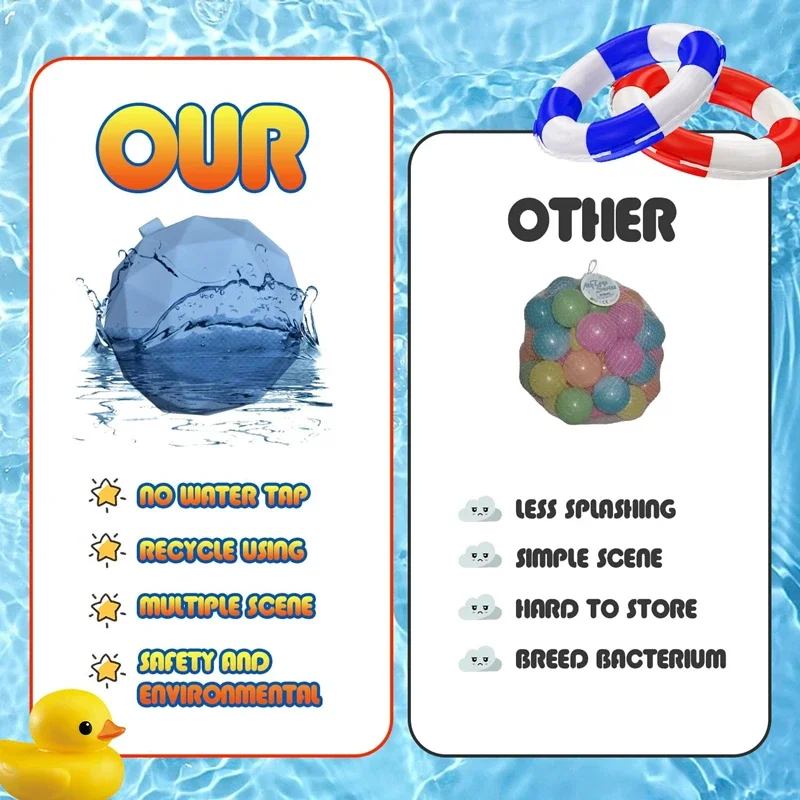 4Pcs Cute Reusable Water Balloons Quick Fill Silicone Self-Sealing Water Ball Water Toys for Summer Party Outdoor Pool Garden 6