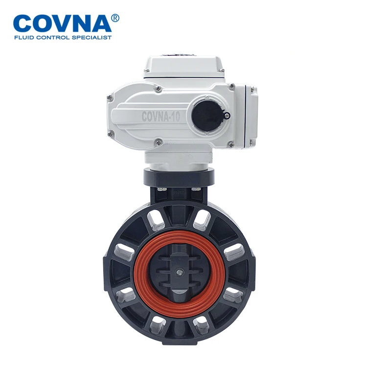 

COVNA Electric Actuated Valves Corrosive Resistance UPVC PVC 50mm Motorized Actuator Butterfly Valve