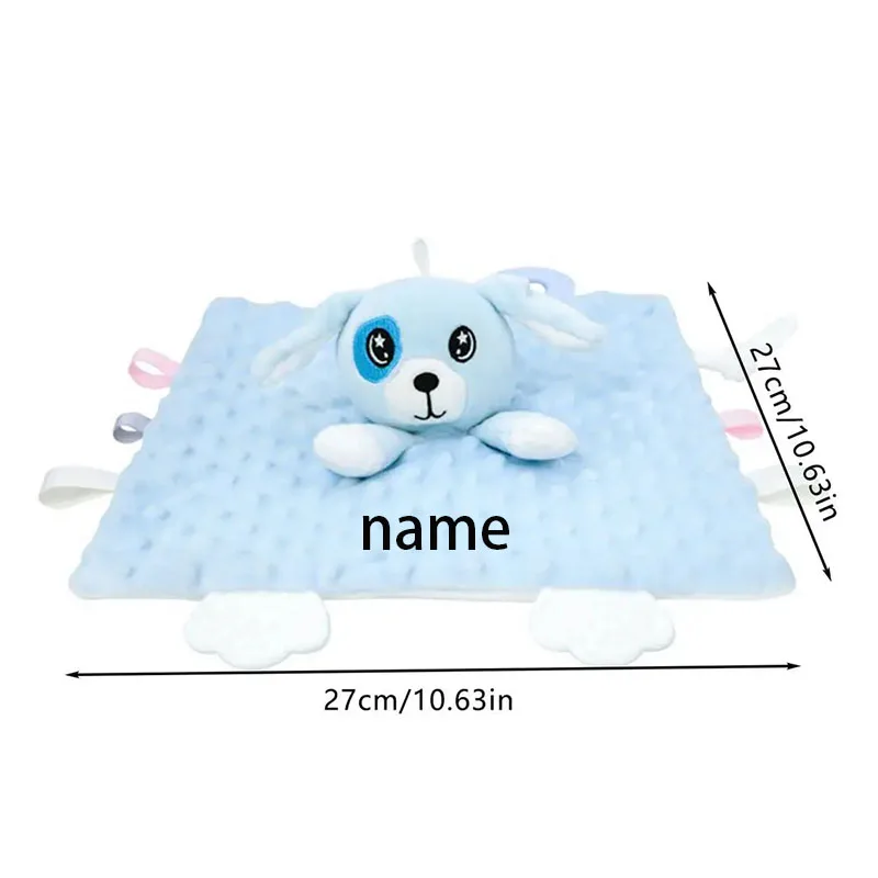 Personalized Comforter Baby Security Blanket Teether Plush Stuffed Toy Custom Animal Blanket Bunny Elephant Soothe Appease Baby 6