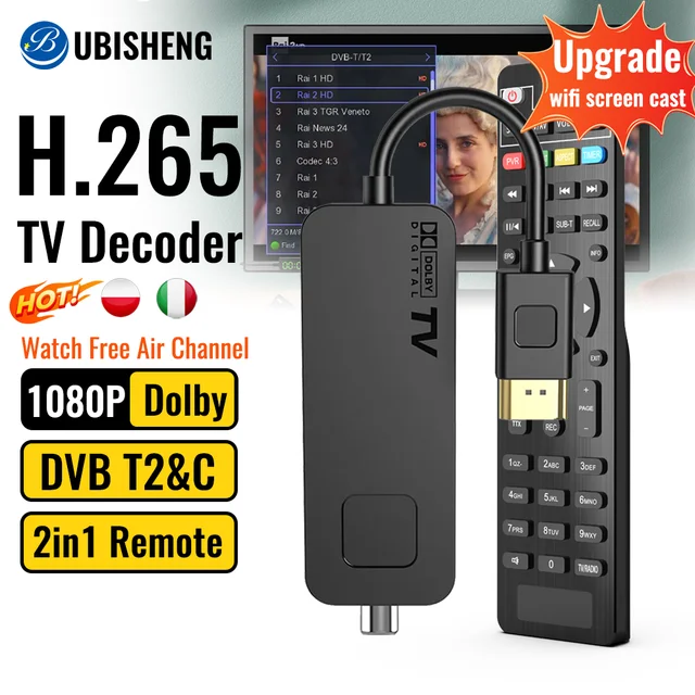 UBISHENG-receptor de televisión Digital terrestre 1080P, decodificador DVB  T2 H.265, FTA, compatible con PVR, , IPTV, sintonizador - AliExpress