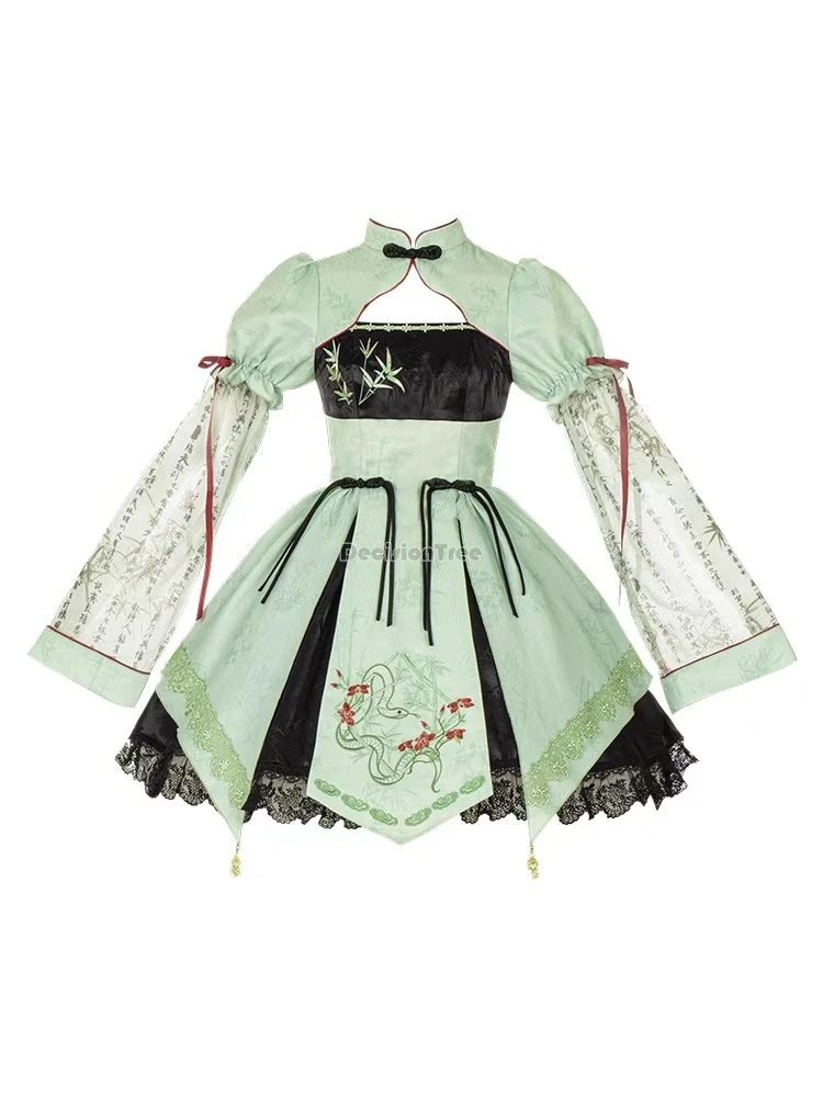 han element skirt chinese style women lo skirt chinese cheongsam element lolita original short sleeve lace set w156