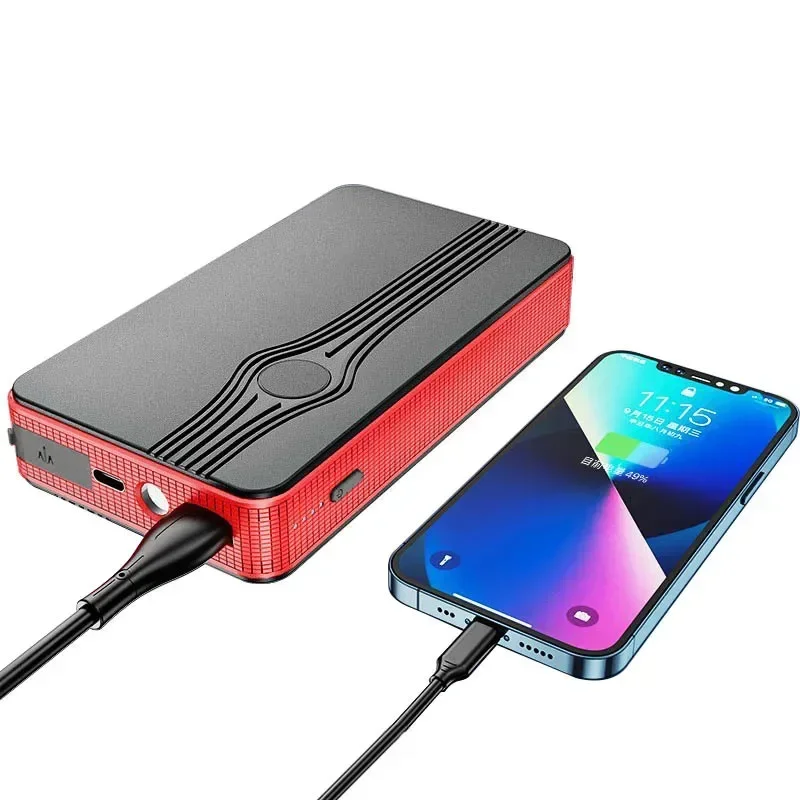 10000mAh 600A Car Jump Starter Power Battery Bank 12V Emergency Booster Starting Device USB Flashlight Port For 2.0L Gasoline