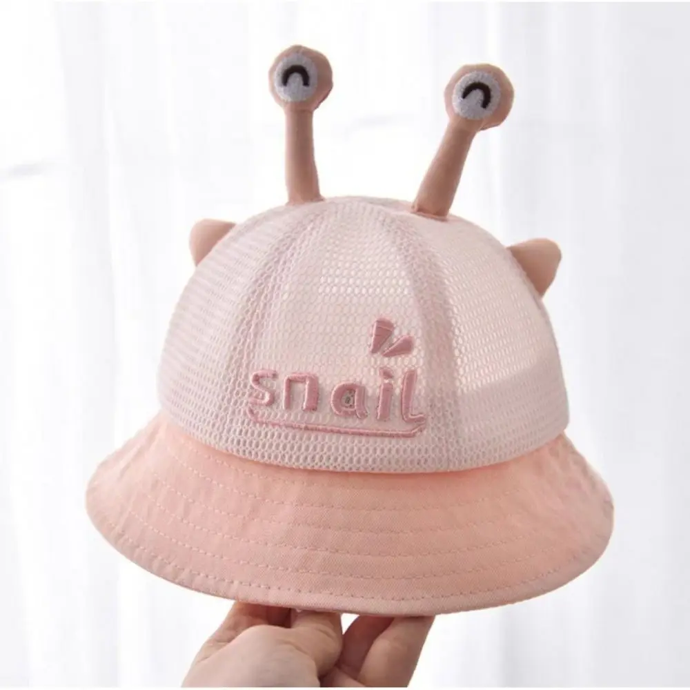 Spring Cartoon Snail Baby Bucket Hat Solid Color Breathable Newborn Sun Hat Embroiderey Sunscreen Baby Fisherman Hat Beach