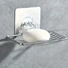 1Pc Stainless Steel Square Soap Dish Holder - Self Adhesive Wall Mount With Drain Hole Storage Shelf For Bathroom Supplies 1