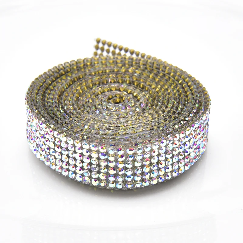 Ruban Strass Auto-adhésif 10 Rouleaux - 4 Rangées De Cristaux, 1 Yard Par Rouleau, Pour Décorer Téléphone Et Voiture