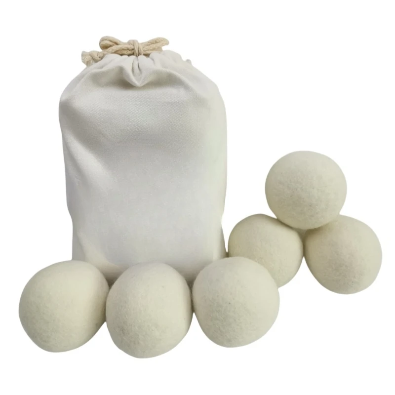 6 pack of 7cm New zealand Wool Dryer Balls for Laundry with thick cotton bag