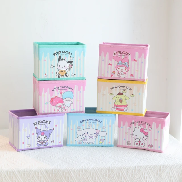 New Sanrio Storage Box Kawaii HelloKitty Cinnamoroll Kuromi Cartoon  Foldable Student Dormitory Clothes Storage Car Storage Case