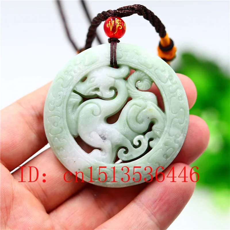 Natural White Jade Dragon Pendant Necklace Jewelry Double-sided Carved Amulet Fashion Chinese Gifts Women Men Sweater Chain pendant necklace