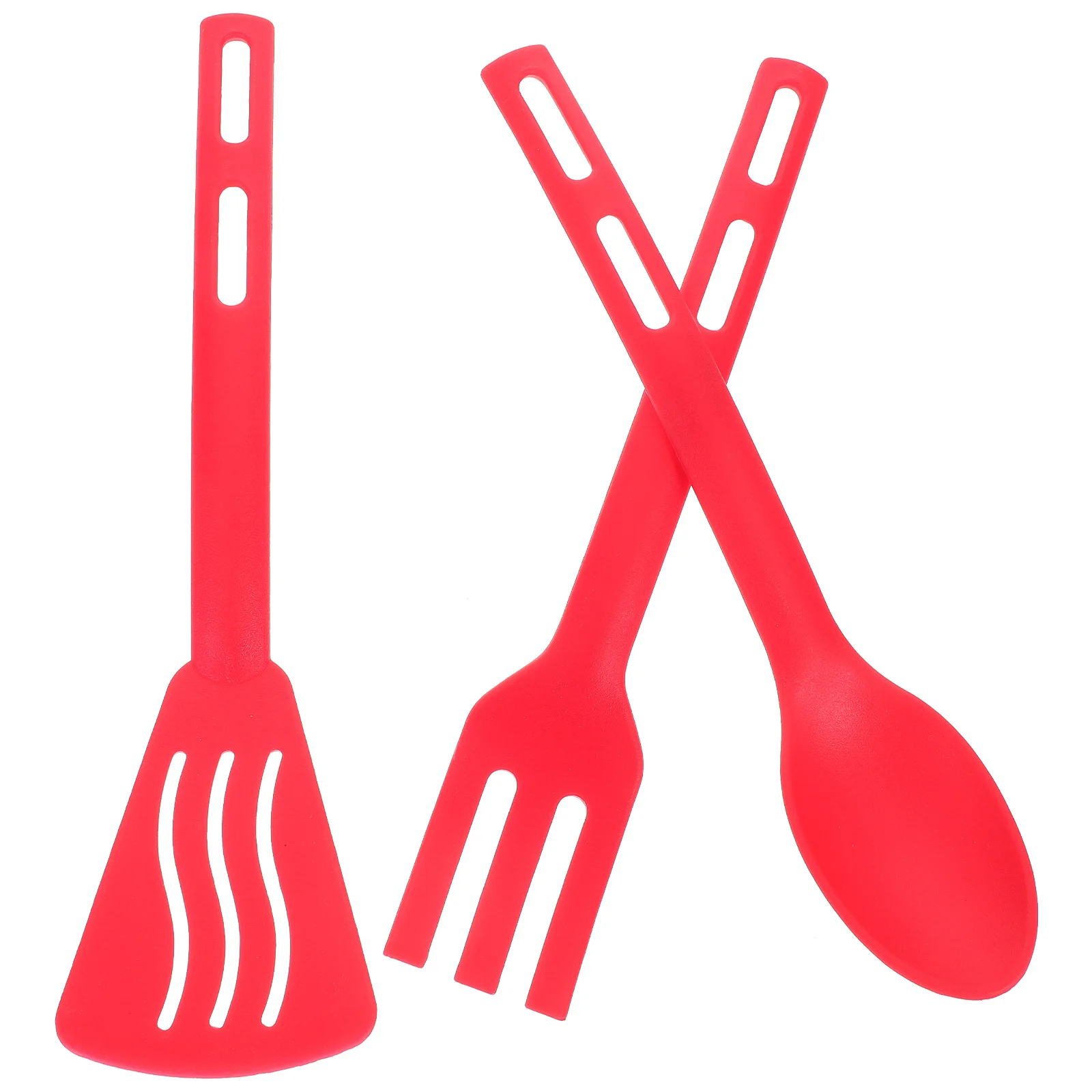 3Pcs Nonstick Cooking Utensils Set Kitchen Tool Red Spoon Spatula Saucepan Fork Turner Cookware Set Dining Bar