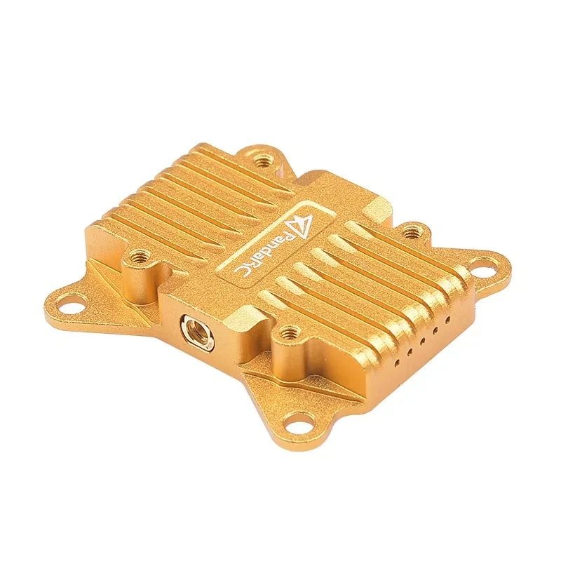 Côté de l'émetteur PandaRC VT5804-BAT avec ports d'alimentation et interface OSD