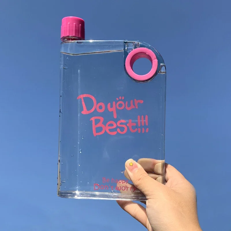 Creative Clear Flat Water Bottle - 420ML Portable Fitness Kettle, Square Design Sports Bottle