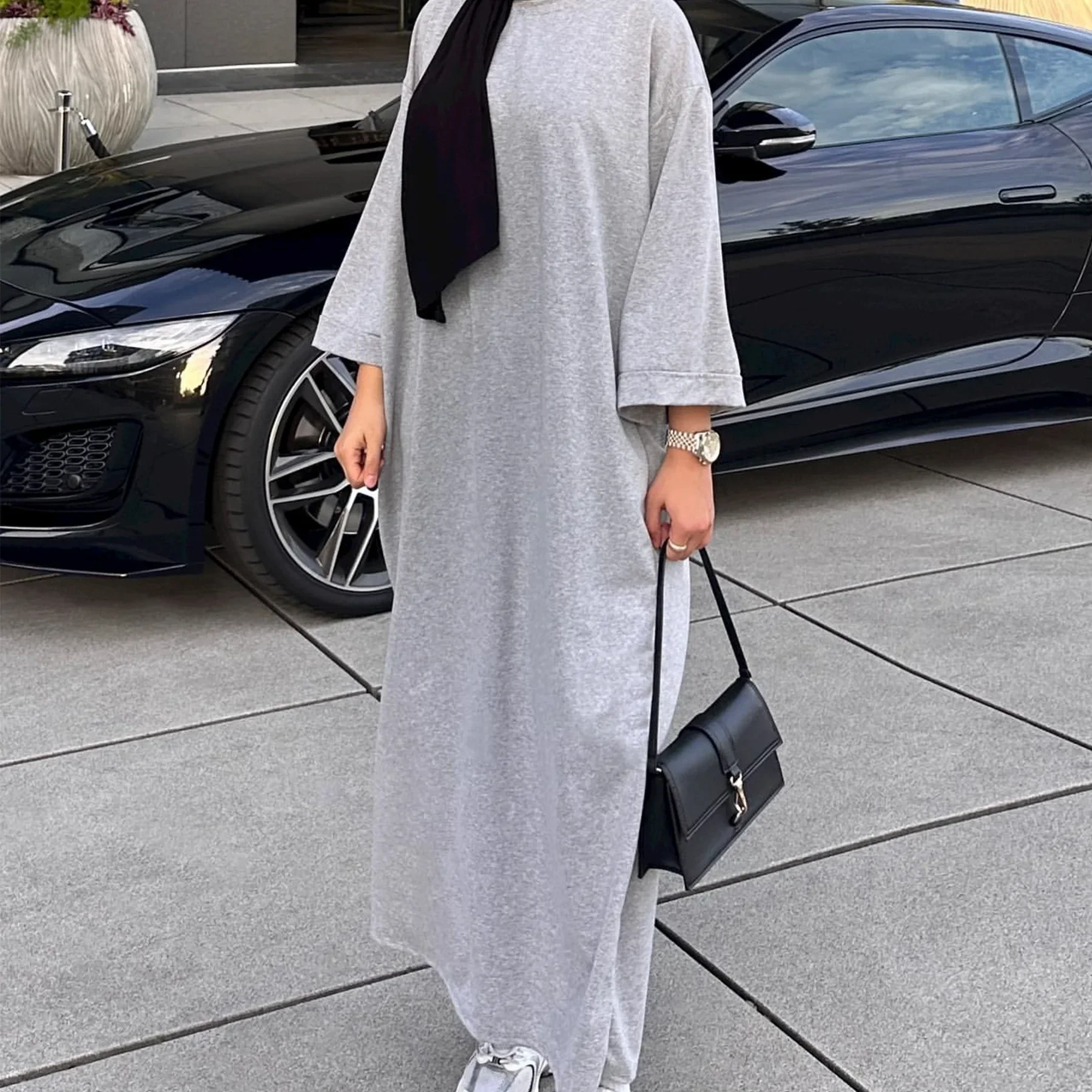 Eid Plain Abaya Sweatshirt Muslim Dress Loose Casual Abayas for Women Dubai Sporty Daliy Wear Turkey Islamic Clothes Kaftan Robe