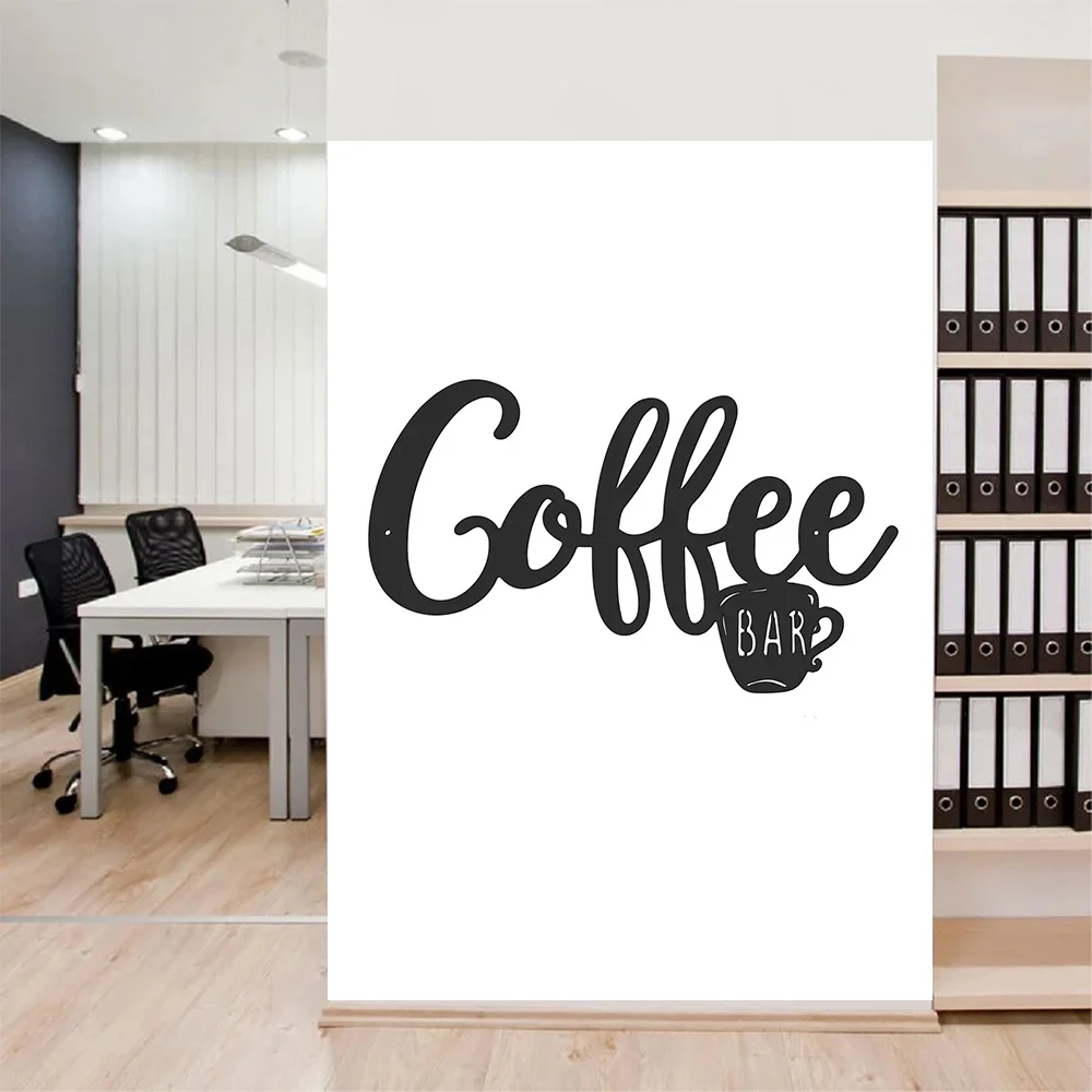 Metal Coffee Sign Tea Cup Bar Sign Hanging Wall Art Decor Coffee Word Letter for Cafe Farmhouse Kitchen Wall Decor
