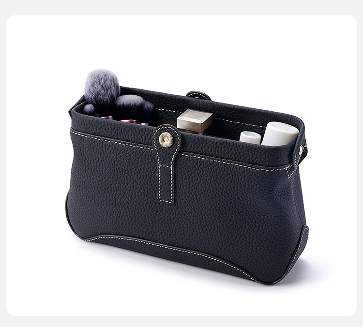 Modische Make-up-Tasche aus echtem Leder, großes Fassungsvermögen, Kosmetiktasche für Reisen, Schmuckaufbewahrung, Organizer für Männer und Frauen, Toilettenartikel, neu – Detail 6