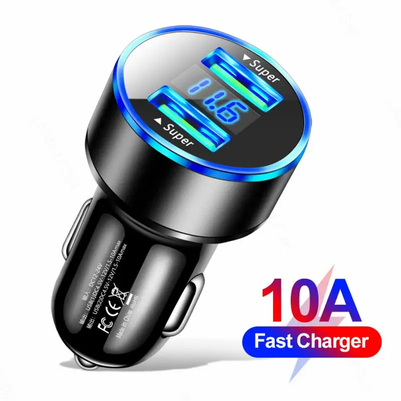 

Автомобильное зарядное устройство 10 А с двумя портами практичный Usb цифровой дисплей многофункциональные портативные автомобильные принадлежности автомобильный адаптер для телефона
