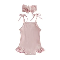 ma&baby 0-18M Newborn Infant Toddler Baby Girls Romper Knit Ruffle Sleeveless Jumpsuit Overall Solid Color Clothing D01 6