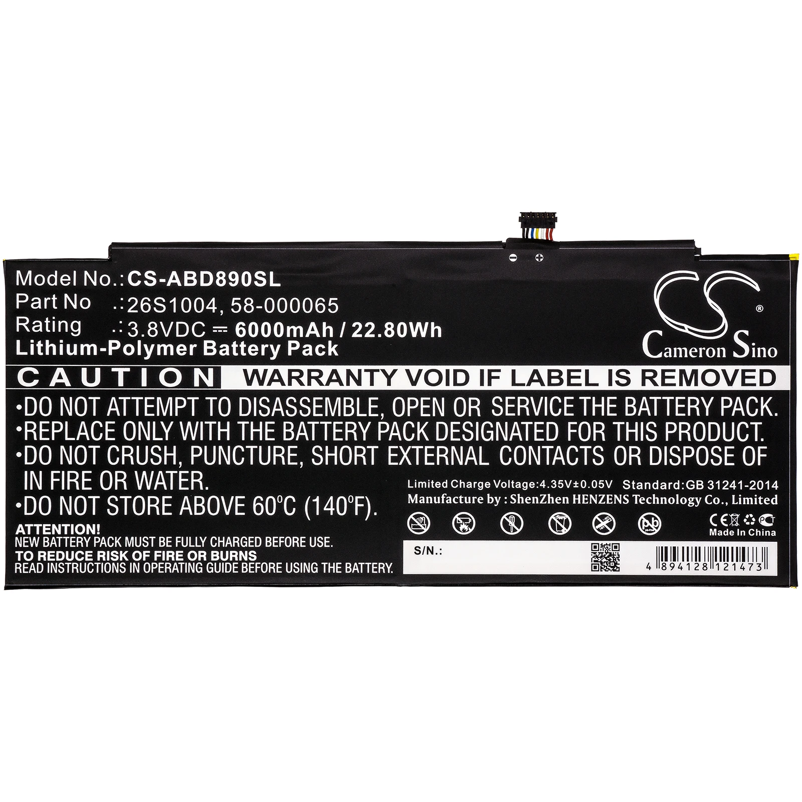 

Tablet Battery For GPZ45RW Kindle Fire HDX 8.9 4th Generation Volts 3.8 Capacity 6000mAh / 22.80Wh