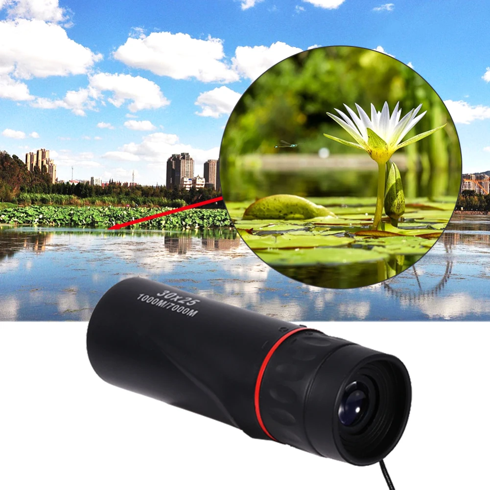 High Quality HD 10x25 Monocular Telescope Binoculars Zoom Focus Green Film Binoculo Optical Hunting High Quality Tourism Scope