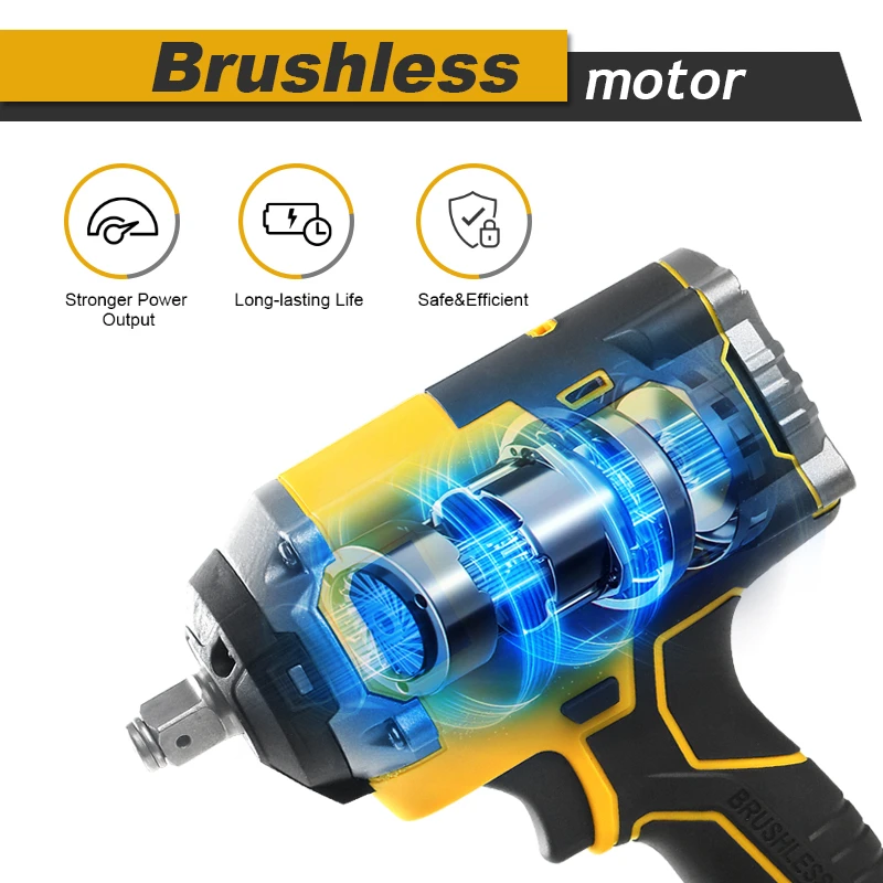 BABEQ 2000N.m Brushless Electric Impact Wrench Rechargeable 1/2 Socket Wrench Cordless Wrench Power Tools for 18V Makita Battery 5