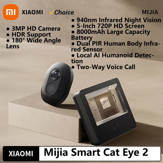 Xiaomi Smart Cat Eye 2 3MP HD Camera 940nm Infrared Night Vision Intercom Doorbell HDR 5-Inch 720P Screen 180° Wide Angle Lens -