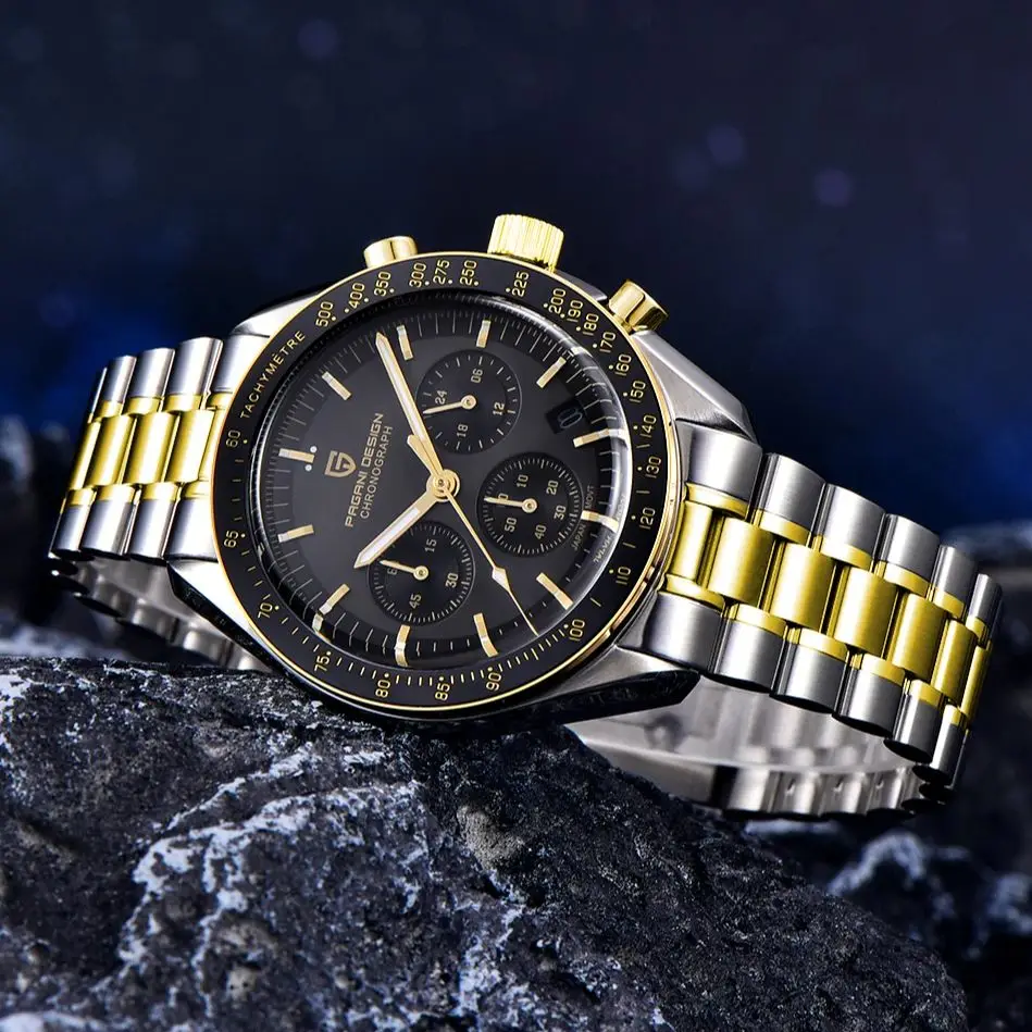PAGANI DESIGN 2025 Silver Gold Moon Luxury Quartz Watches Men Sport Chronograph Sapphire Crystal Stainless steel Watch For Men 5