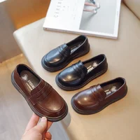 Chaussures en cuir pour enfants de Style britannique pour garçons, mocassins souples rétro noirs pour filles, nouvelle collection printemps 2025 2