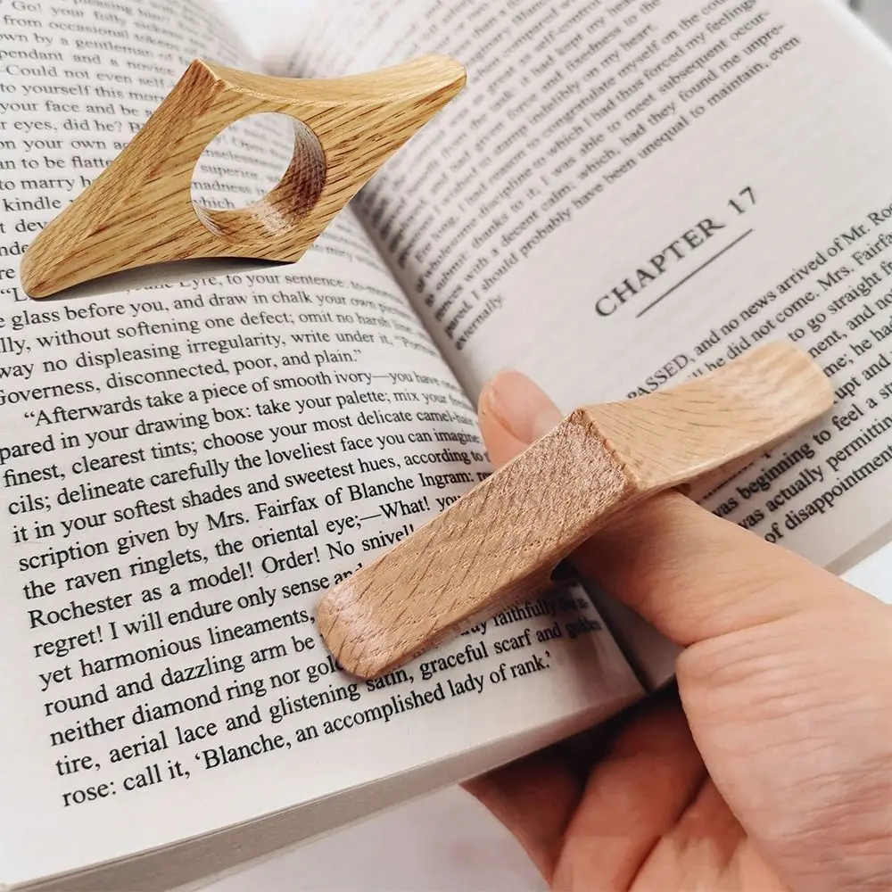 

Solid Wooden Thumb Bookmark One Hand Reading Book Page Holder Convenient Bookmark for Book Lovers Fast Reading Aids Tools