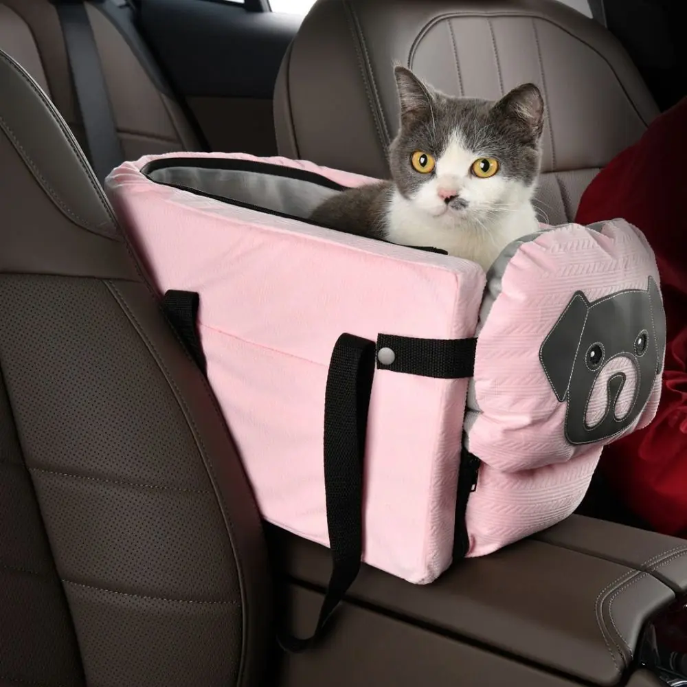 Comfortable Large Capacity Pet Car Seat Breathable Adjustable Harness Pet Car Luggage Foldable Car Armrest Box for Cats and Dogs