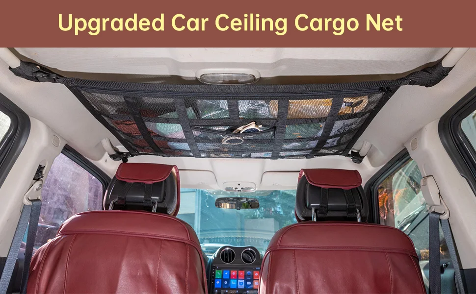 Upgraded Car Ceiling Cargo Net Pocket