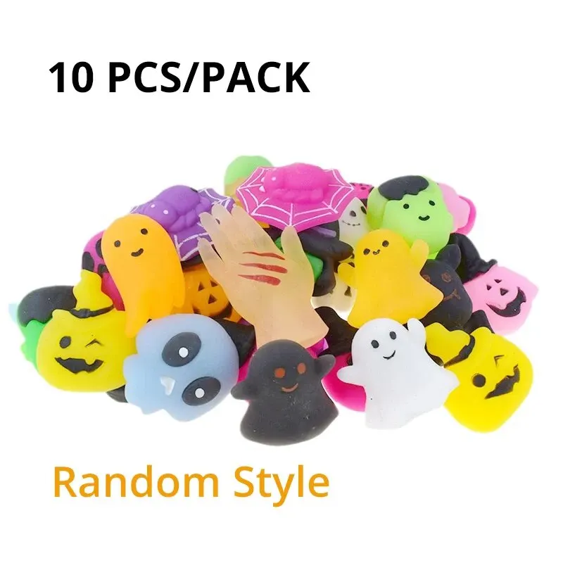 thumbnail image 1 of 10 piezas de juguetes antiestrés para apretar en forma de murciélago fantasma y calabaza, de estilo aleatorio, para fiesta de Halloween, 1 of 5