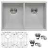 30-inch Stainless Steel Double Bowl Kitchen Sink Undermount/Flush Mount Installation Heavy Duty Sound Guard Padding Zero Radius 1