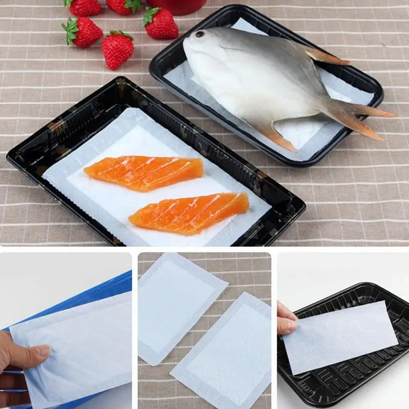 

Meat Absorbent Pads 100Pcs Kitchen Rapid Absorbent Pads For Meat Fish Poultry Produce For Keeping Packaging Dry Clean Absorbent
