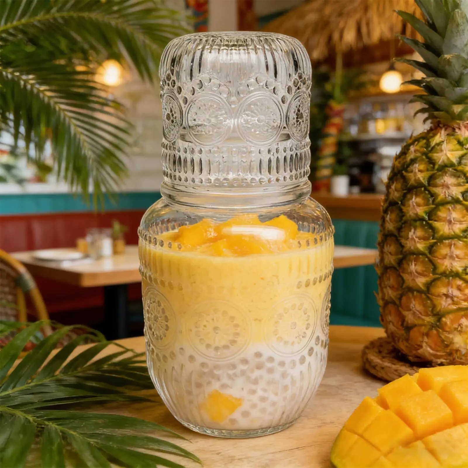 Nachttisch-Karaffen- und Gläser-Set mit Schneeflocken-Design, Wasserkrug mit Becher für Tee, Kaffee, Milch, Saft, Nachttisch, Schlafzimmer, Heimdekoration – Detail 11