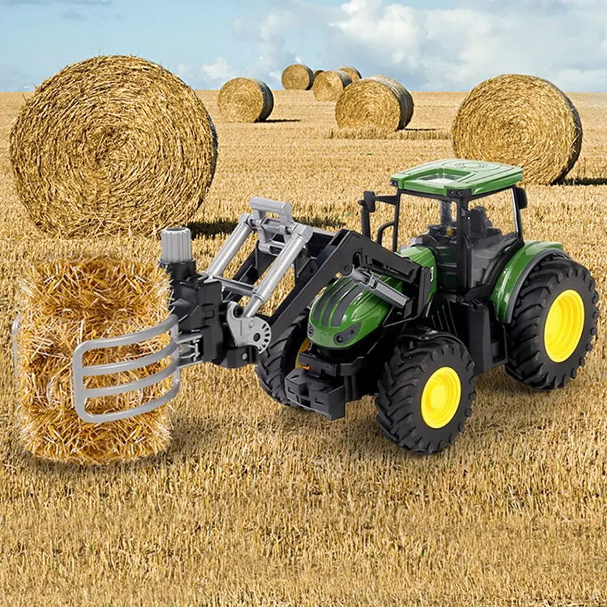 1/24 Rc Car Tractor Trailer Led Headlight Farm Toys Set Remote Control Agricultural Vehicle Truck Farming Simulator Gift for Kid