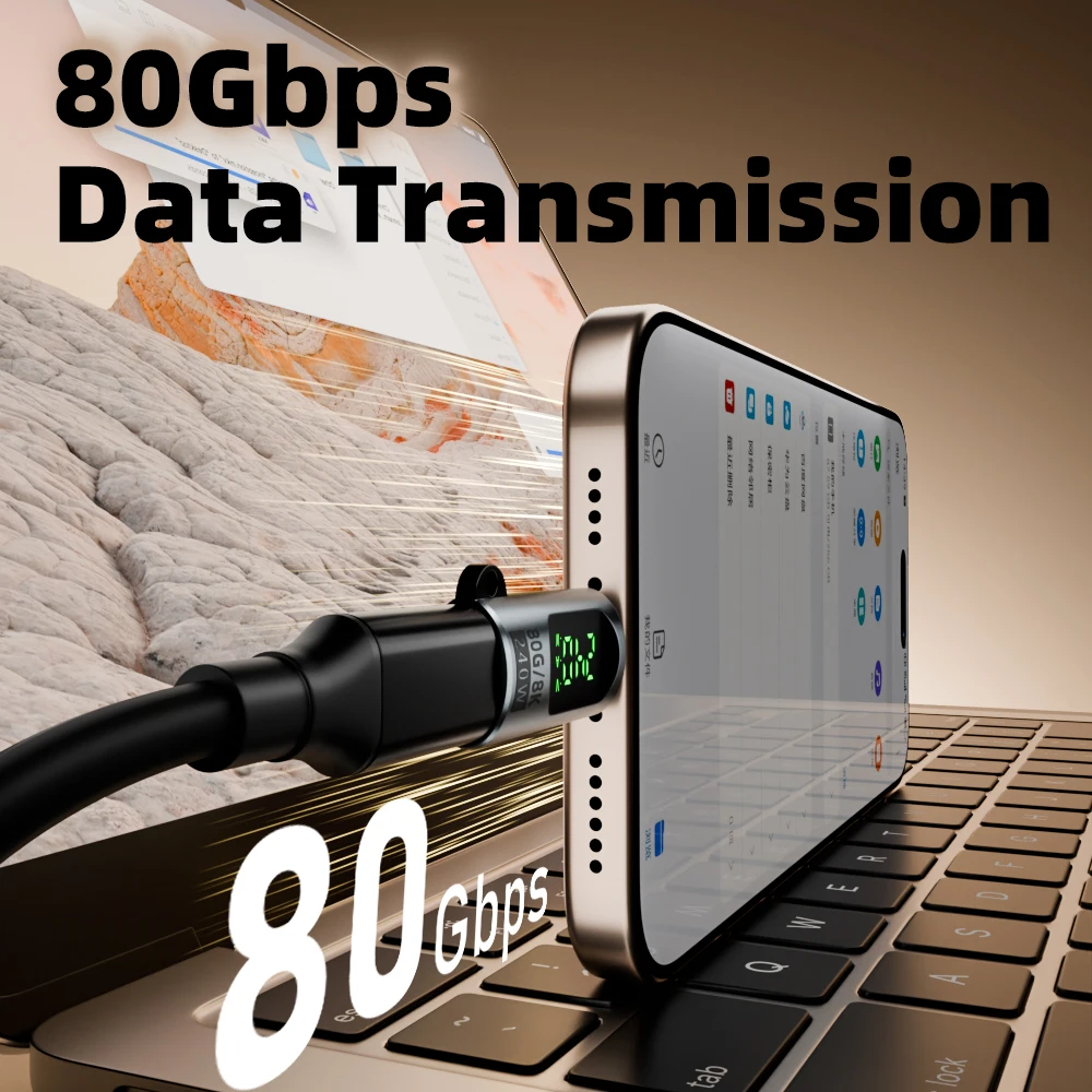Ultra-Speed USB-C to USB-C Adapter with Digital Display - 240W Power and 8K Support
