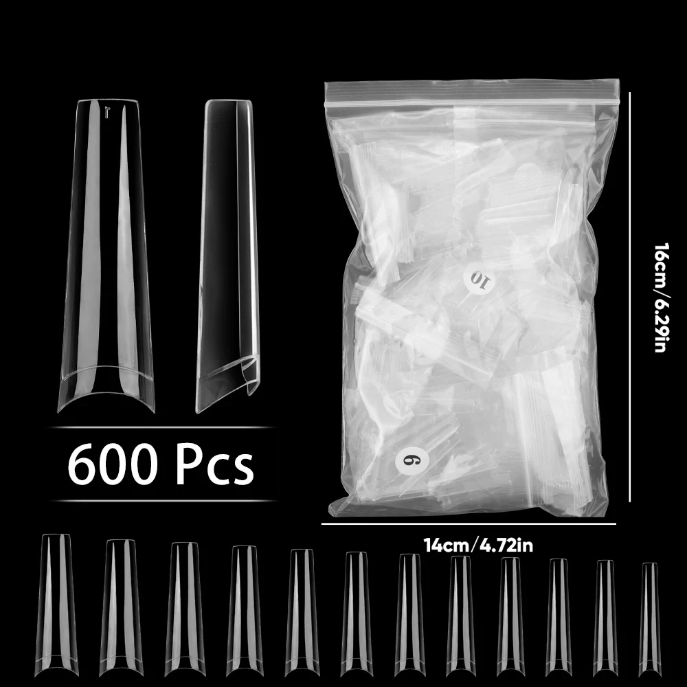 Transparent Stiletto fake nails Acrylic Ballerina Nail Tips Long Shape Half Cover Coffin Professional False Art Nails