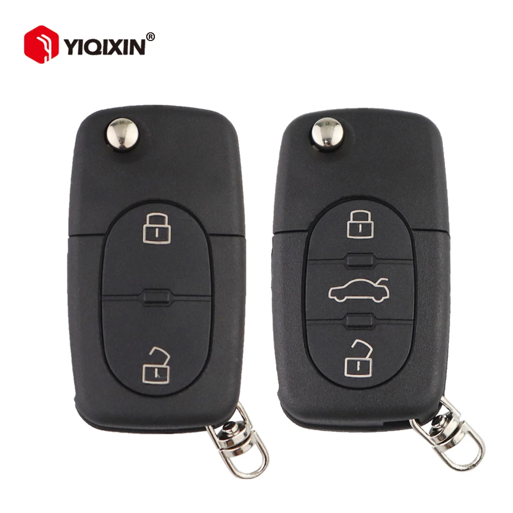 Yiqixin Per Audi A2 A3 A4 A6 A8 B5 Rs4 Tt 1994-2004 Quattro Flip Remote Car Key Shell Case Cover Uncut Cr1620/Cr2032 Holder