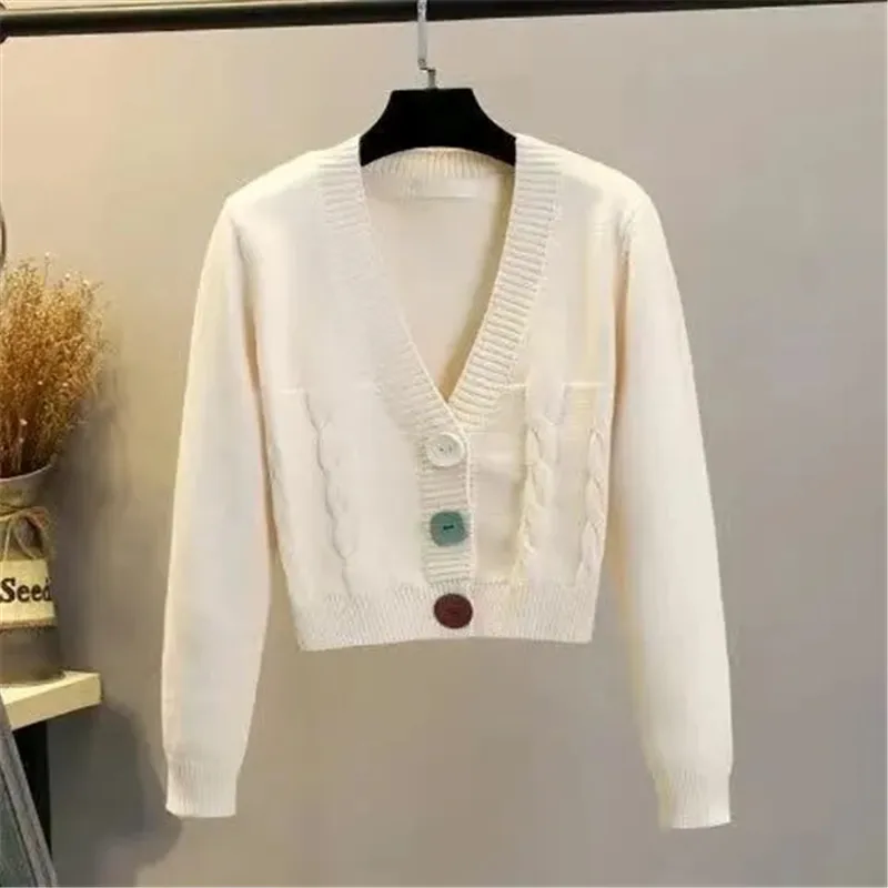 

Fashion Short Cardigan Women Knitted Sweater Tops Spring Autumn Loose Single Breasted Knitwear Coat Ladies Clothes Tide G2747