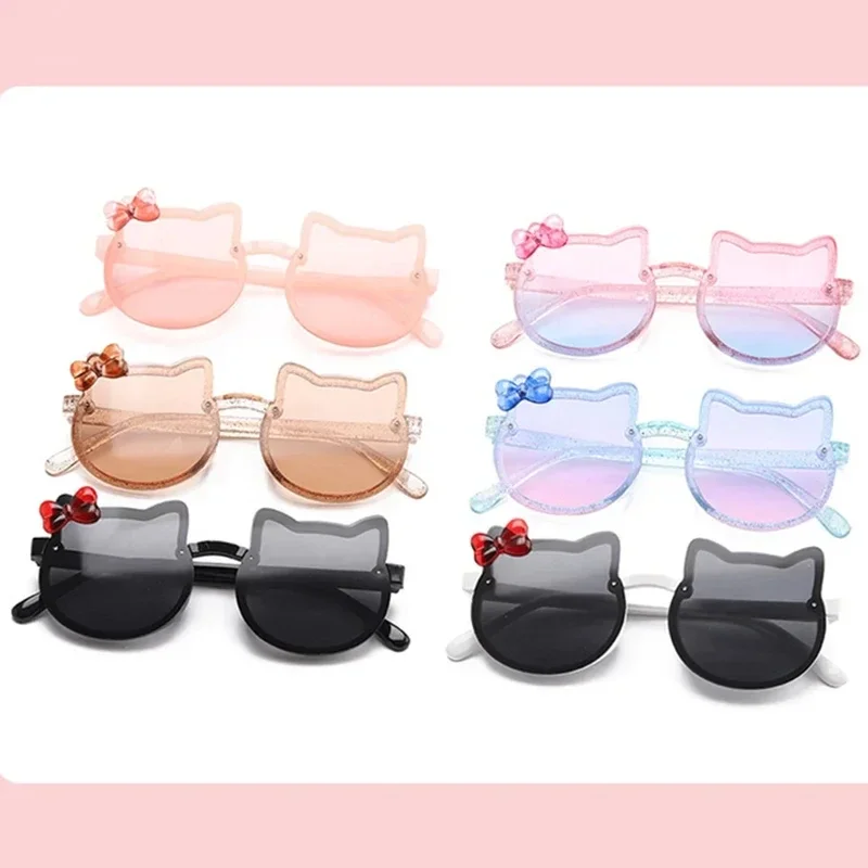 Children sunglasses kids sunglasses fashion sunglasses Kids Sunglasses Girls Boys Shiny Bowknot Sun Glasses Lovely Cat Children Eyewear Fashion Gradient Eyeglasses UV400