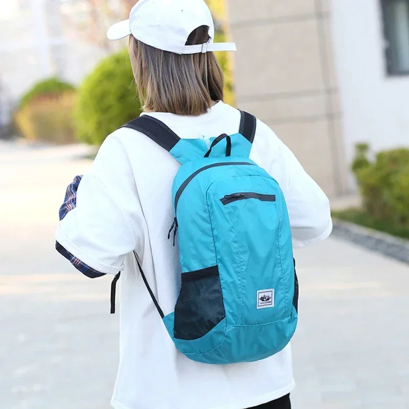 Selected Folding Bag Colorful Outdoor Backpack Large Capacity Lightweight Simple Solid Color Travel Sports Backpack