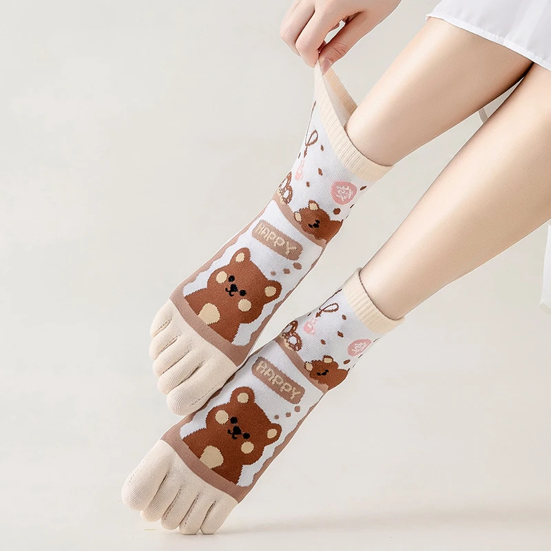 1Pairs Frühling Frauen Fünf Finger Socken Cartoon Nette Split-Toe Atmungsaktive Japan kawaii Baumwolle Damen Split Harajuku Zehen socken – Detail 7